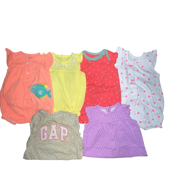 Carter's Other - Bundle Of 6 Baby Girls One Piece Outfits 0-3M Summer Fish Watermelon Gap Carters